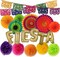 Mexican Fiesta Party Decorations – Cinco De Mayo - 6 Paper Fans, 5 Flowers Pom Poms, Papel Picado, Editable PDF Games - Taco Bout Tuesday, Birthday, Engagement Supplies